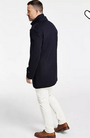 Lauren Ralph Lauren Mens Classic fit Overcoat Coat 36 S Navy Blue Solid