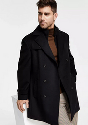 Lauren Ralph Lauren Men's Classic Fit Double Breasted Overcoat Coat Black 38S