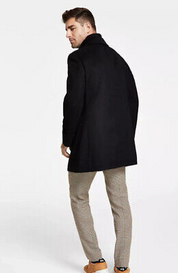 Lauren Ralph Lauren Men's Double-Breasted Overcoat 42 R Attached Bib - Black