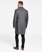 Lauren Ralph Lauren Mens Luther Luxury Blend Overcoat Coat Black White Plaid 42L