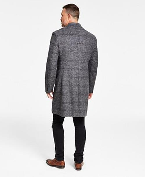 Lauren Ralph Lauren Mens Luther Luxury Blend Overcoat Coat 42L Black White Plaid