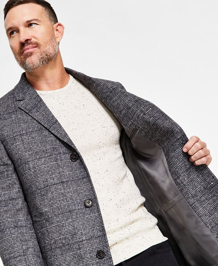 Lauren Ralph Lauren Mens Luther Luxury Blend Overcoat Coat Black White Plaid 42L