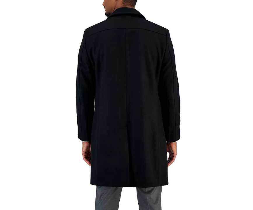 Nautica Mens Classic fit Overcoat Coat 40 R Black Solid
