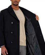 Nautica Mens Classic-Fit Double Breasted Wool Overcoat Coat 48 L Black