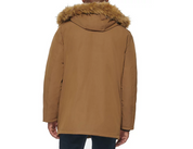 Club Room Men's Parka with a Faux Fur Hood Jacket Brown Small