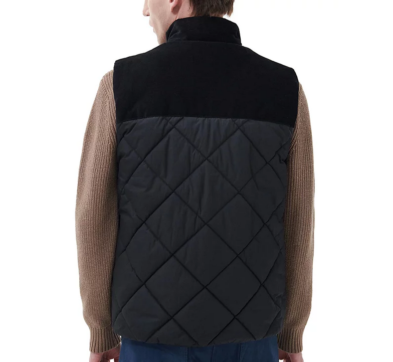 Barbour Mens Elmwood Colorblocked Embroidered Vest Black Small
