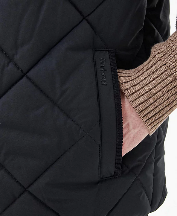 Barbour Mens Elmwood Colorblocked Embroidered Vest Black Small