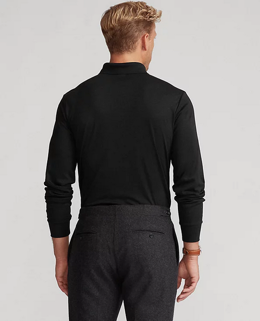 Polo Ralph Lauren Mens Classic fit Long Sleeve Polo Shirt XXL Black Solid