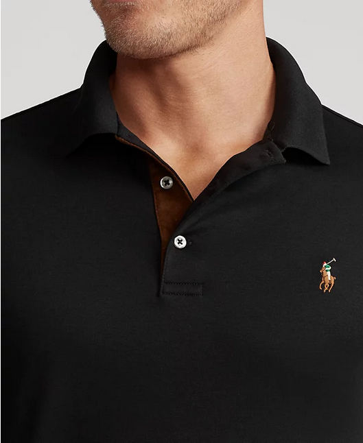 Polo Ralph Lauren Mens Classic Fit Soft Cotton Long Sleeve Polo Shirt Black XL