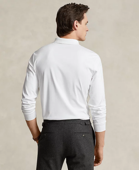 Polo Ralph Lauren Men's White Classic Fit Long Sleeve Polo Shirt White Large