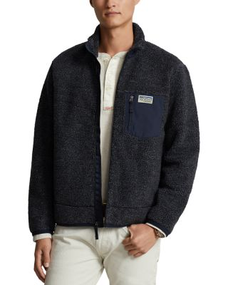 Polo Ralph Lauren Mens Pile Fleece Zip Up Jacket Blue Medium