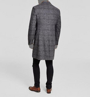 Lauren Ralph Lauren Mens Classic fit Overcoat Coat 46 L Black Grey Plaid