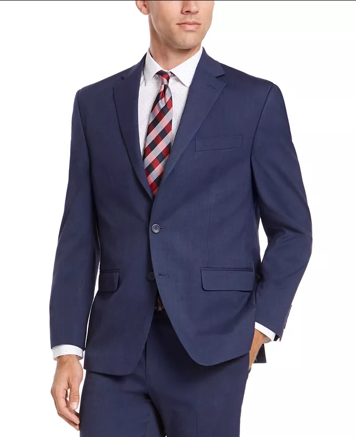 Izod Mens Classic fit 2 Piece Suit 42 R Pants 36 / 32 Blue Solid