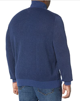 Tommy Hilfiger Men's Quarter-Zip Pullover Sweater XLT XL Tall Blue Cotton