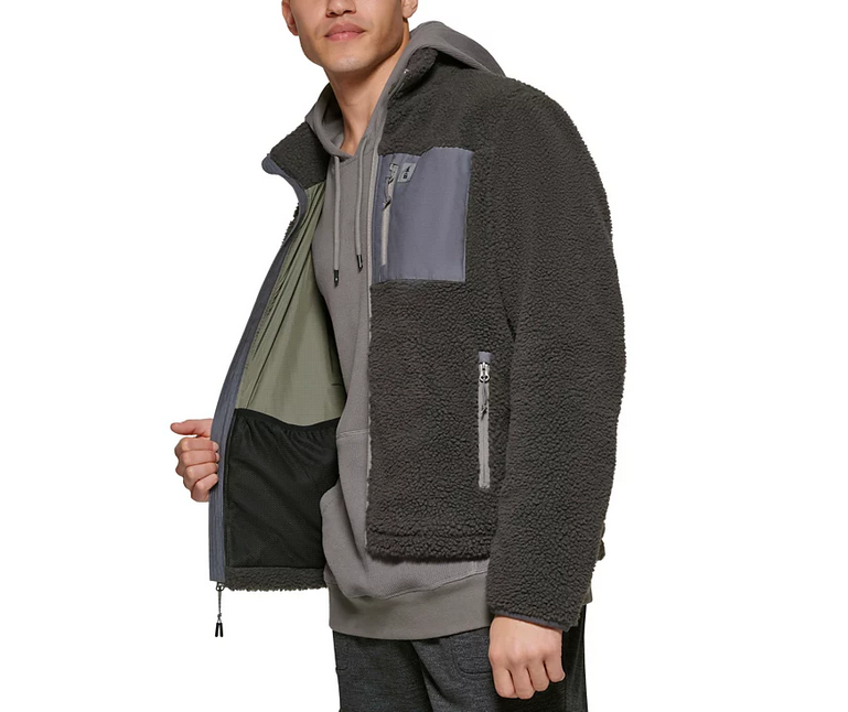 BASS OUTDOOR Men's Highline Trail Full Zip Fleece Jacket Grey XL
