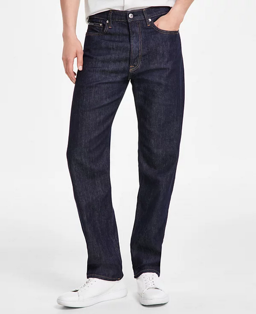 Calvin Klein Mens Straight fit Denim Jeans 33 / 30 Blue Rinse Solid