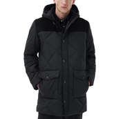 Barbour Men's Elmwood Box Quilted Hooded Full Zip Parka Coat Black Small