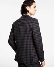 Bar Iii Mens Slim fit Suit Jacket Blazer 38 L Brown Check
