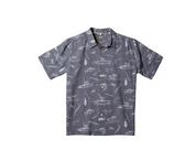 Quiksilver Waterman Men's Line Spinner Short Sleeve Button Up Shirt Grey 2XL