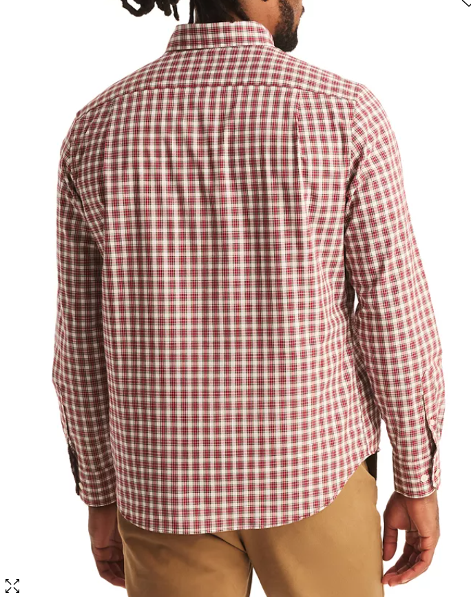 Nautica Mens Classic fit Long Sleeve Button-Up Shirt Large Red Plaid