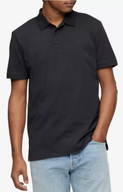 Calvin Klein Mens Regular fit Short Sleeve Polo Shirt Large Black Solid
