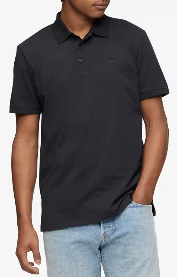 Calvin Klein Mens Regular fit Short Sleeve Polo Shirt Large Black Solid