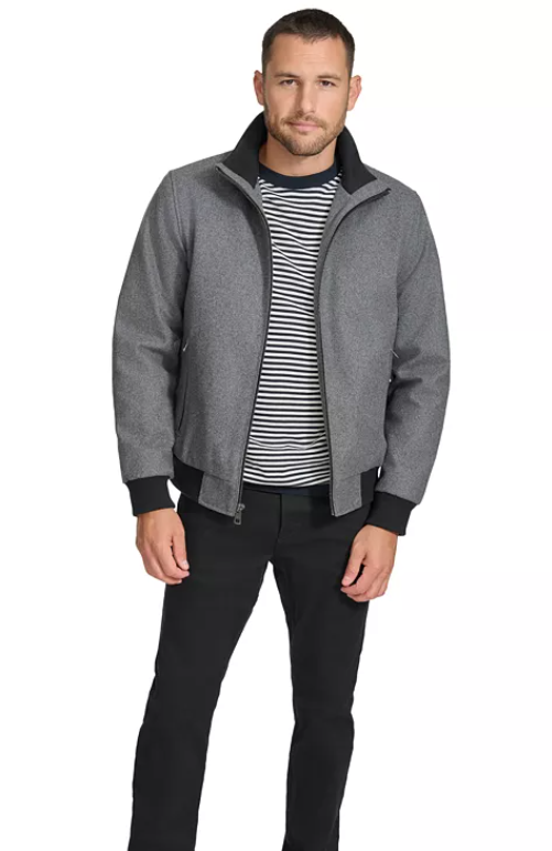Calvin Klein Mens Bomber Jacket Coat Large Grey Solid