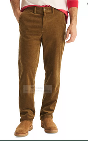 Nautica Mens Classic fit Casual Corduroy Pants 36 / 32 Brown Solid