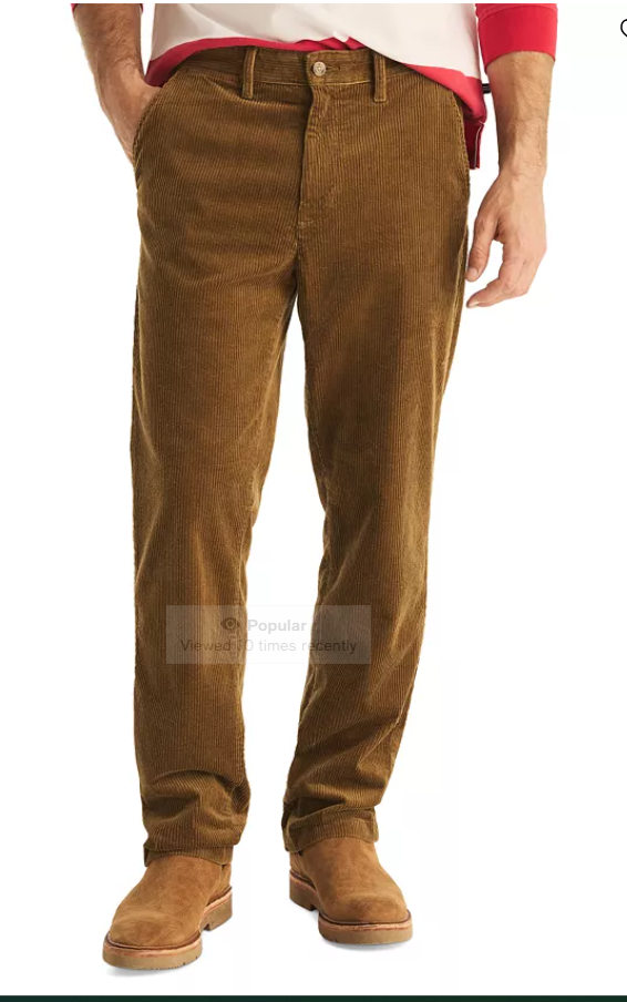 Nautica Mens Classic fit Casual Corduroy Pants 36 / 32 Brown Solid