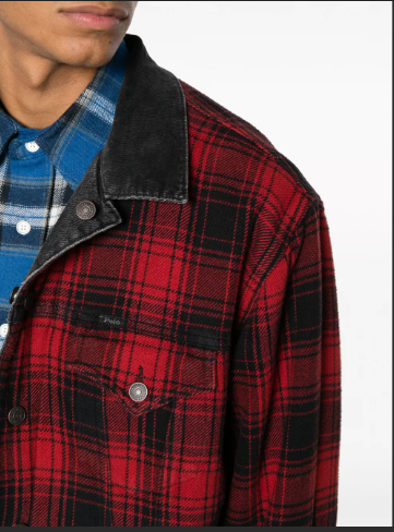 Polo Ralph Lauren Men's Reversible Denim Flannel Trucker Jacket Small Black