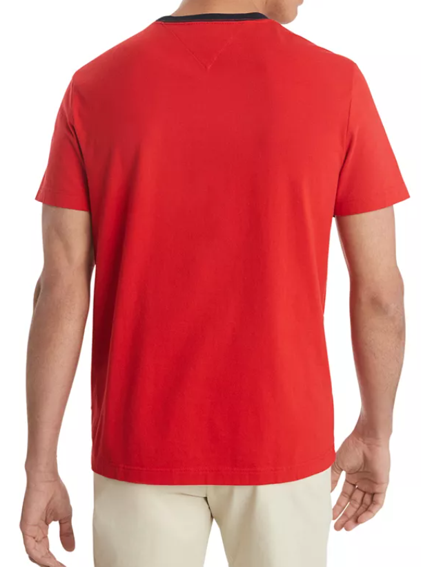 Tommy Hilfiger Mens Regular fit Short Sleeve T-Shirt Shirt Medium Red Solid