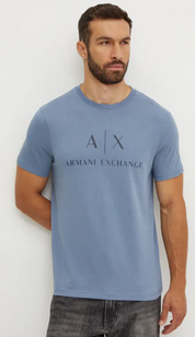 AX Armani Exchange Mens Slim fit Short Sleeve T-Shirt Shirt XXL Blue Solid