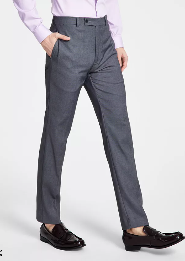 Calvin Klein Mens Slim fit Dress Pants 46 / 32 Grey Solid