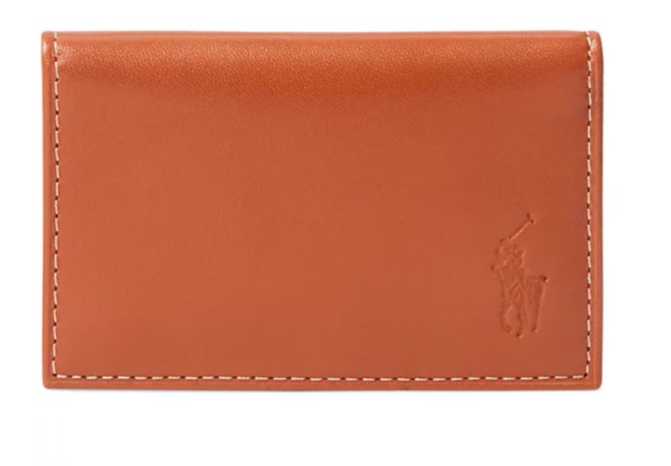 Polo Ralph Lauren Men's Burnished Leather Card Wallet Brown