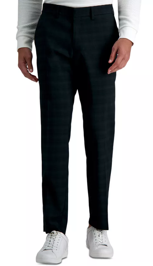 Kenneth Cole Mens Slim fit Dress Pants 29 / 32 Black Plaid Stretch