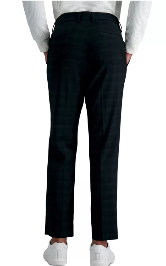 Kenneth Cole Mens Slim fit Dress Pants 33 / 30 Black Plaid Stretch