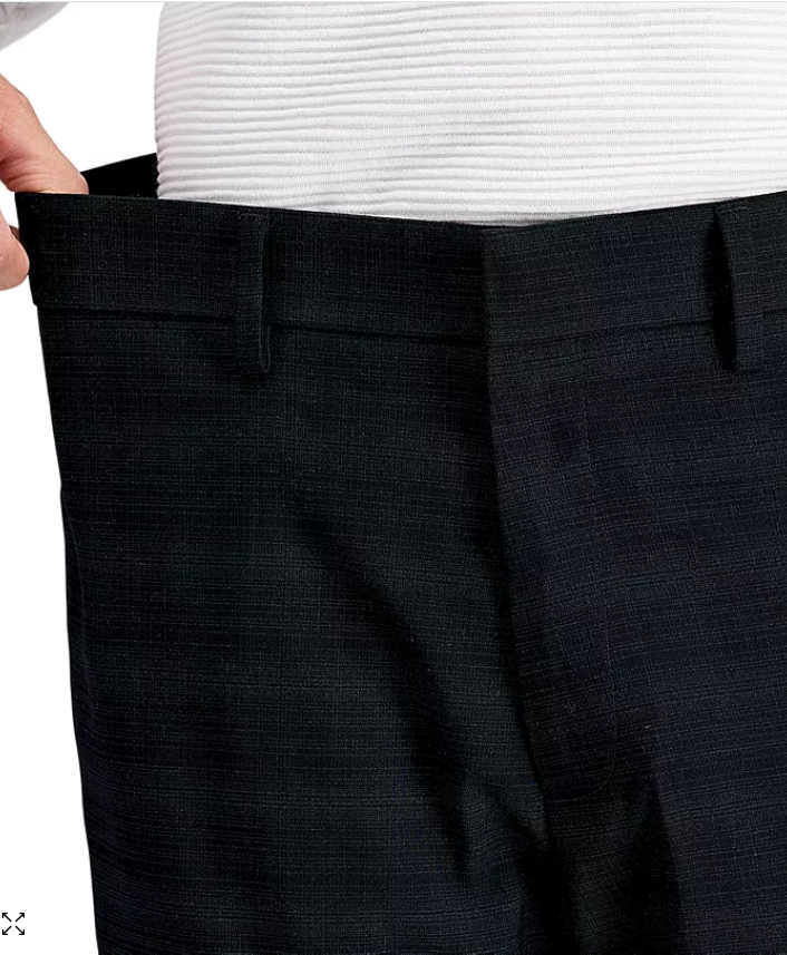 Kenneth Cole Mens Slim fit Dress Pants 29 / 32 Black Plaid Stretch