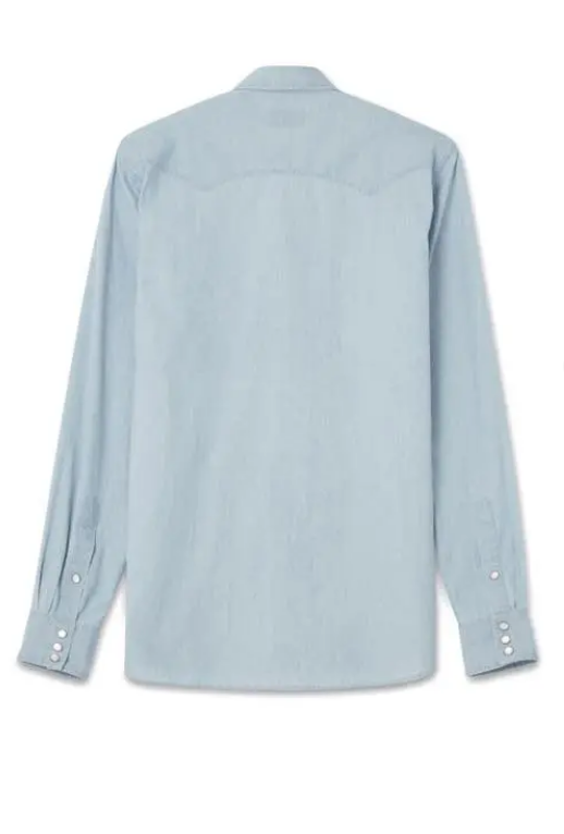 Blk Dnm Mens Slim Fit Long Sleeve Button Front Shirt Blue Medium
