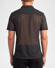 Monfrere Mens Bond Sheer Mesh Short Sleeve Shirt Black Large
