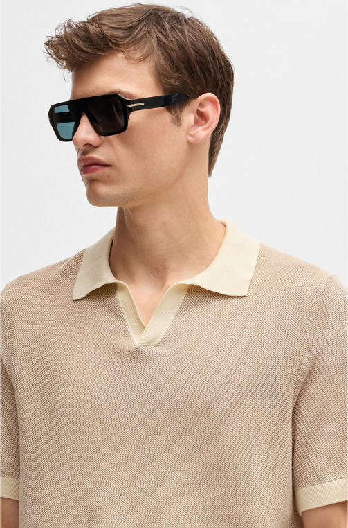 Hugo Boss Mens Tempio Cotton Short Sleeve Polo Sweater Beige 2XL