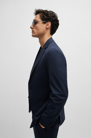 Hugo Boss Mens Hanry Slim Fit Raw Edge Two Button Sport Coat 42R Blue