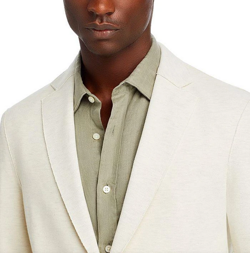 Hugo Boss Mens Hanry Slim Fit Raw Edge Two Button Sport Coat 42R White