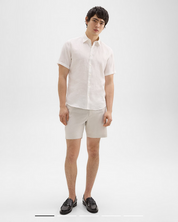 Theory Mens Curtis Regular Fit  7" Shorts Beige Solid 40 Linen Linen