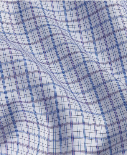 David Donahue Mens Trim Fit Poplin Check Button Up Dress Shirt Blue 15.5 32 33