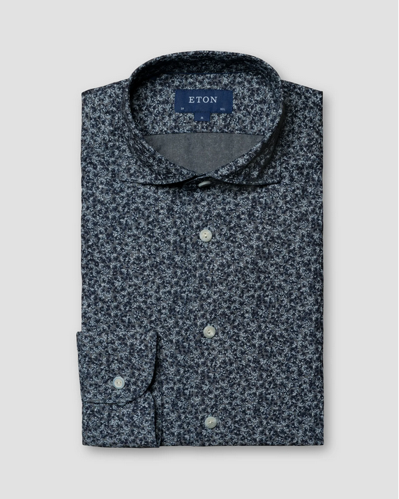 Eton Mens Slim Fit Long Sleeve Button Up Shirt 42 Blue Paisley