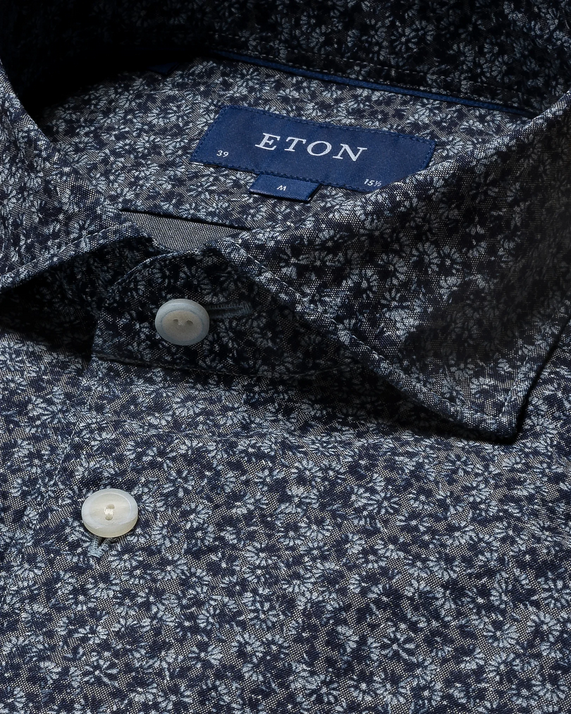 Eton Mens Slim Fit Long Sleeve Button Up Shirt 42 Blue Paisley