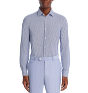 Hugo Boss Mens Kenno Slim Fit Long Sleeve Button Up Shirt 16R Blue Geometric