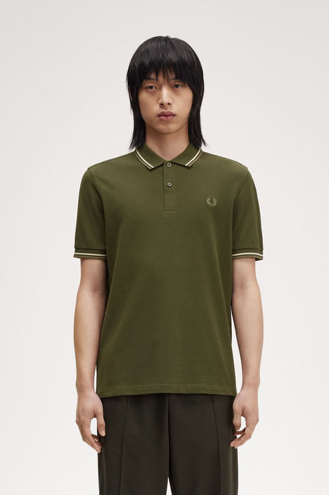 Fred Perry Mens Regular Fit Short Sleeve Polo Shirt Large Green Solid
