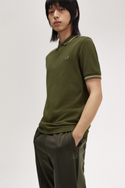 Fred Perry Mens Regular Fit Short Sleeve Polo Shirt Large Green Solid