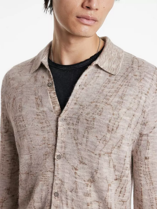 John Varvatos Caravaggio Mens Long Sleeve Button Up Shirt Beige XL
